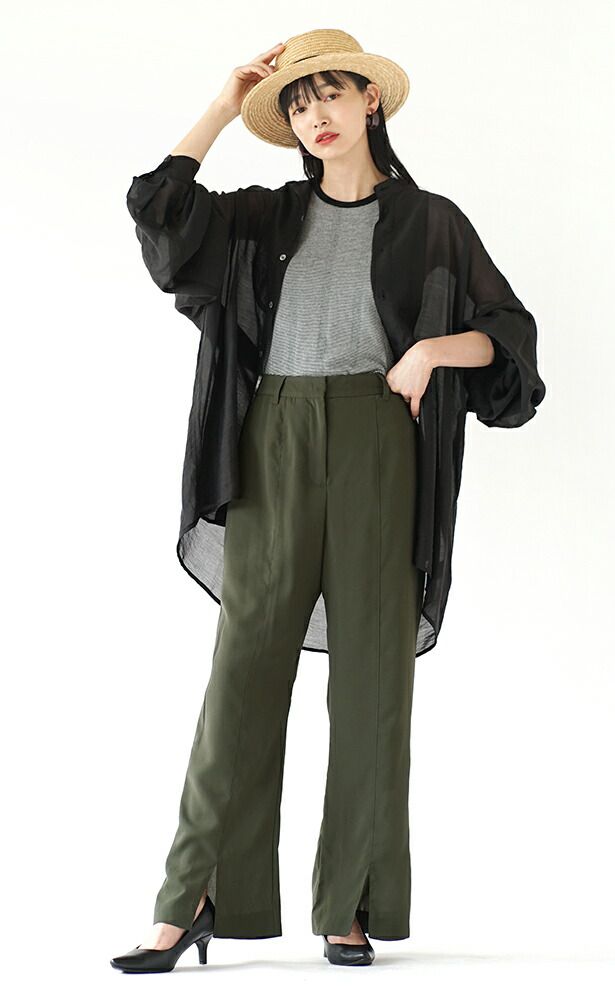 日本 zootie - 前開衩垂墜感西裝褲-淺卡其