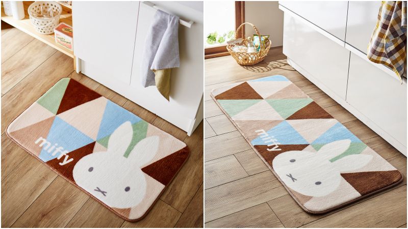 日本千趣會 - mini labo 去泥污腳踏墊-法蘭西花朵-藍綠