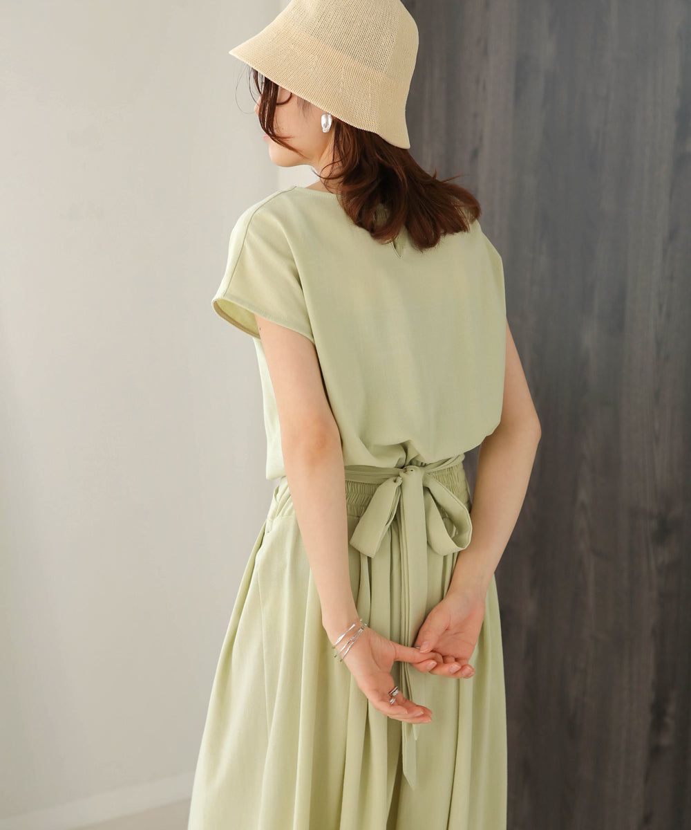 日本 Bab - 顯瘦剪裁收腰法式袖洋裝-石墨灰