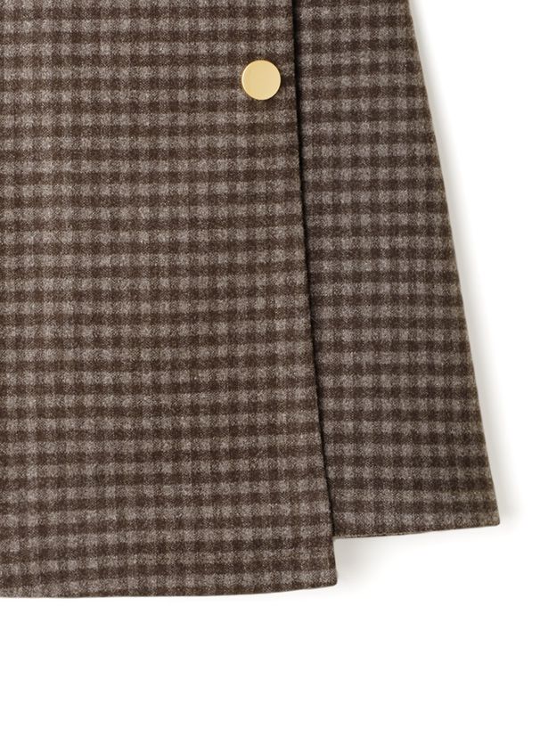 日本 GRL - 不規則裙擺格紋毛呢短裙(附安全褲內襯)-黑