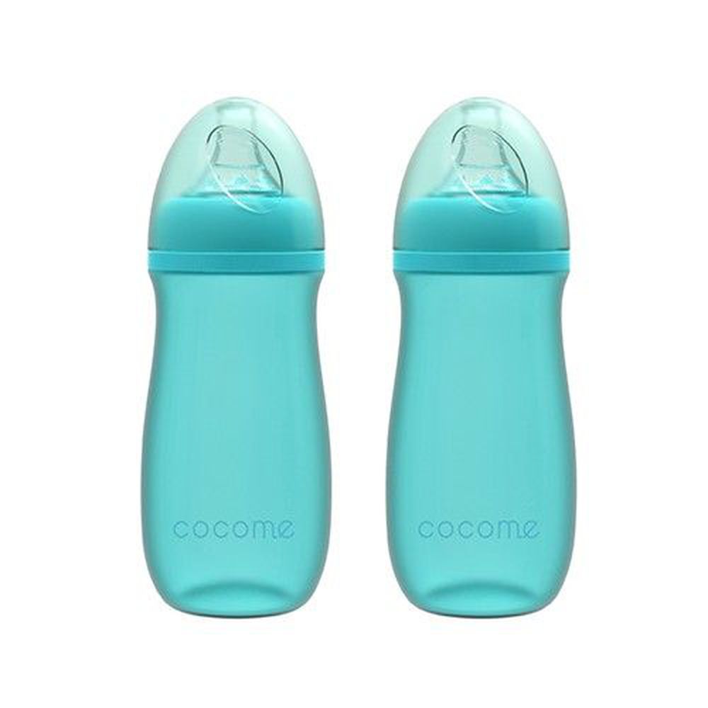 cocome 可可萌 - 防爆感溫晶鑽寬口玻璃奶瓶-2 入實用組-藍色 (L [6個月起]x2)-260mLx2