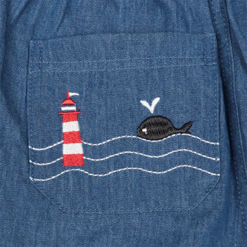 7分褲-口袋刺繡-深藍色