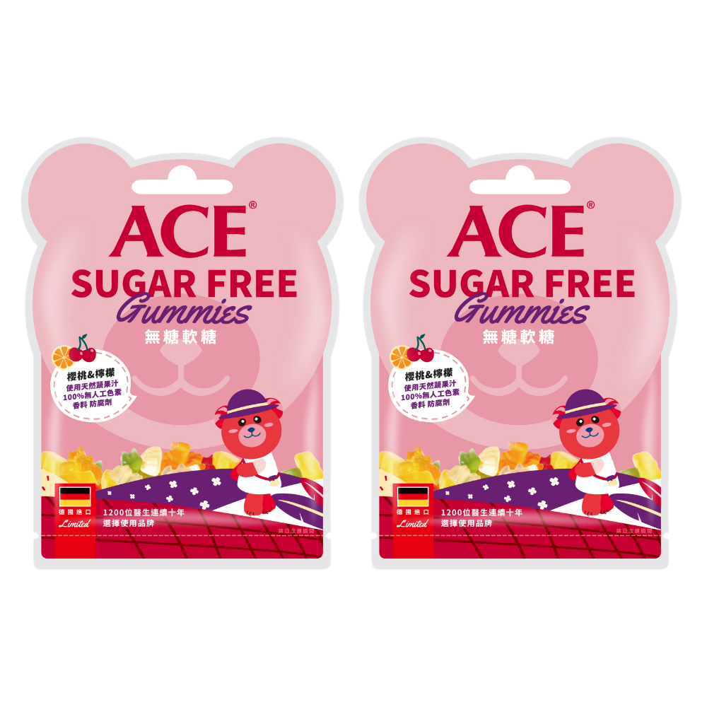 ACE - ZERO SUGAR 櫻桃檸檬無糖Q軟糖40gX2袋