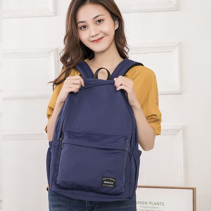 Heine 海恩 - 後背包 極簡風女包 絲綢柔軟包包 尼龍後背包 防潑水後包包 (M1001)-藍色