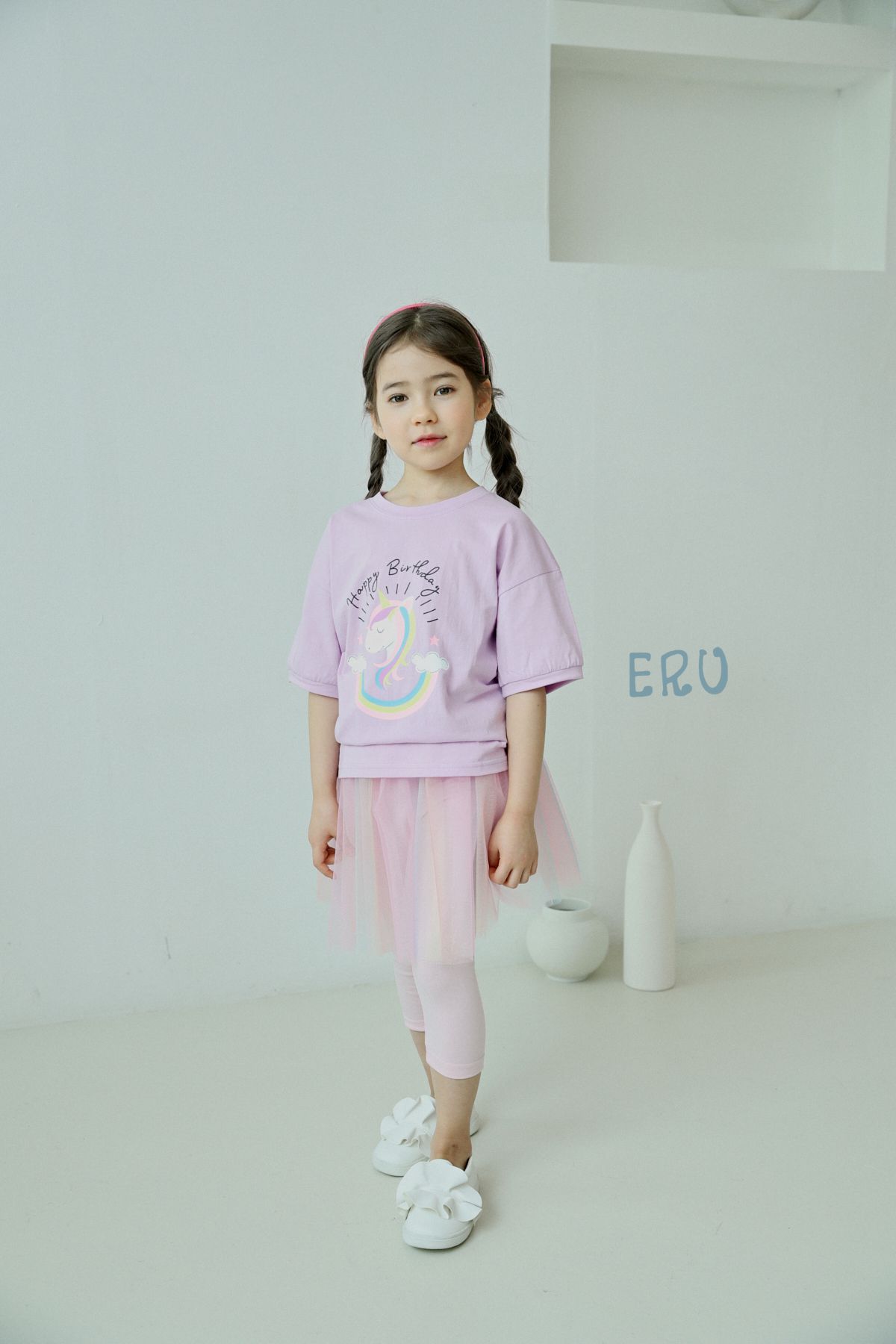 韓國 ERU - 彩虹漸層紗褲裙-紫