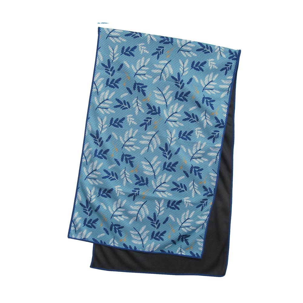 日本 DAIKAI - 吸水速乾UV CUT加工 涼感巾-清新葉子-水藍 (100x30cm)
