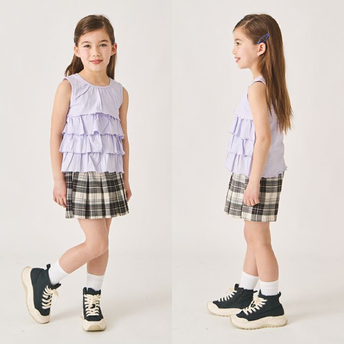 日本 evercloset - 100%棉 蛋糕層次無袖背心-素面-黃