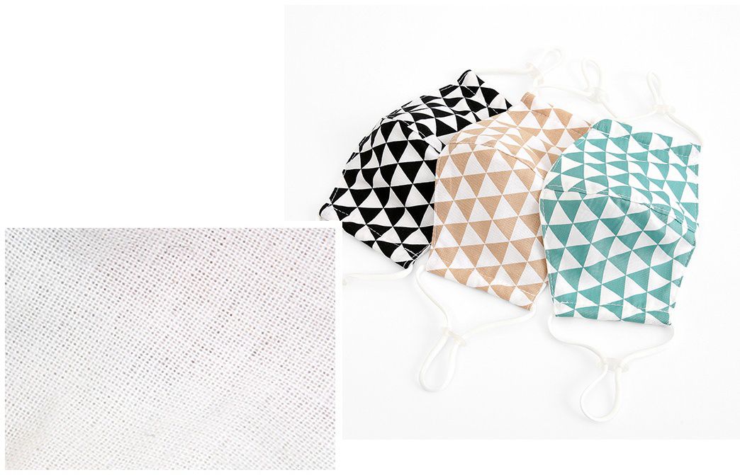 韓國 Coney Island - 純棉+2層棉紗兒童布口罩(2入組)-綠色三角形 (11*16cm)