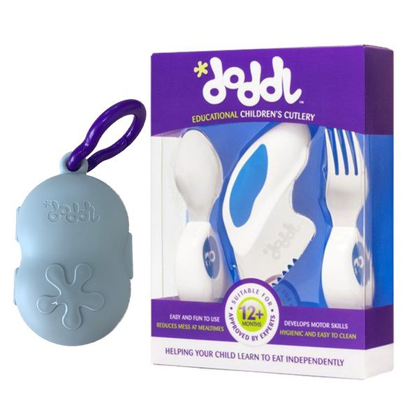 英國 Doddl - 人體工學幼兒學習餐具三件組+收納攜帶盒-粉紅色