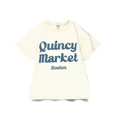 日本 BRANSHES - 100%棉 個性標語短袖上衣-Quincy market-白