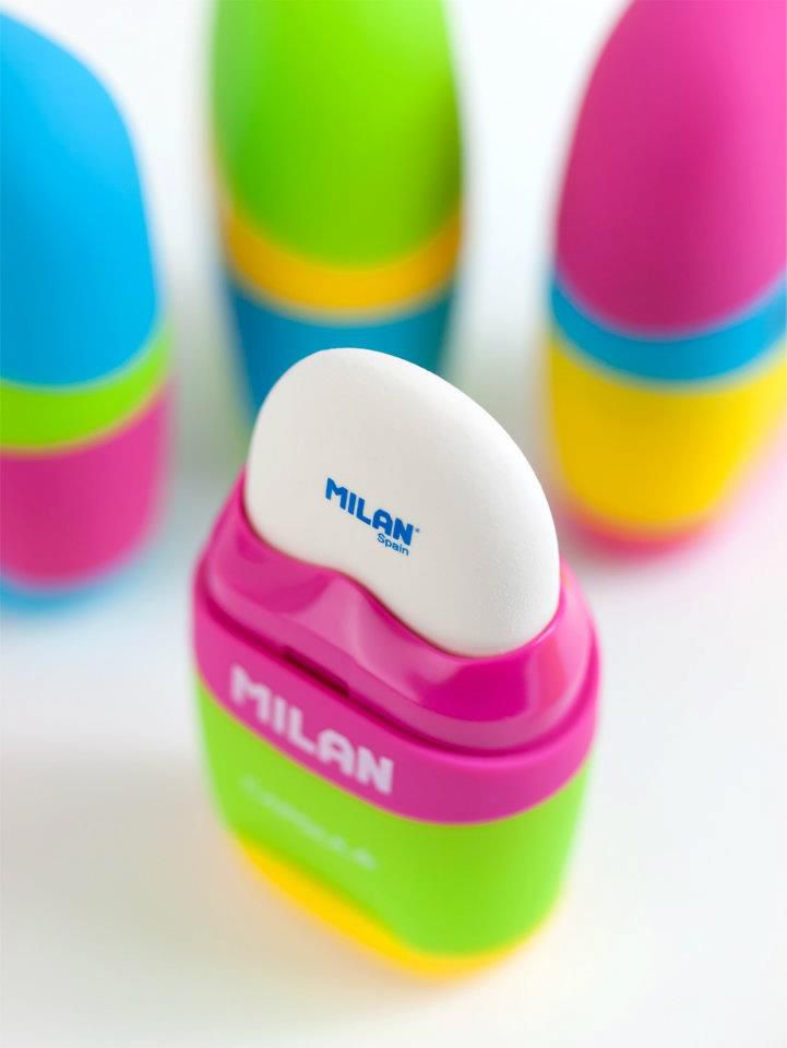 MILAN - 太空膠囊橡皮擦+削筆器_撞色積木(4色隨機一款)