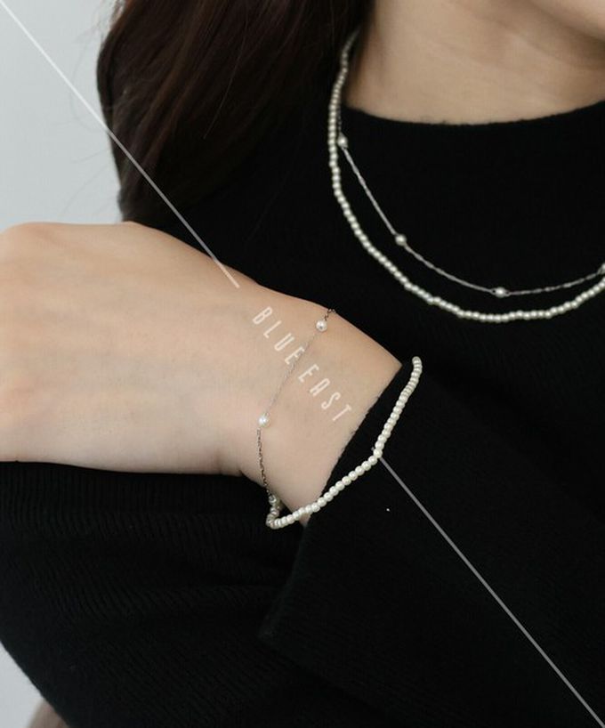 日本 BLUE EAST - 韓國製 精緻雙珍珠造型美人手鍊-金