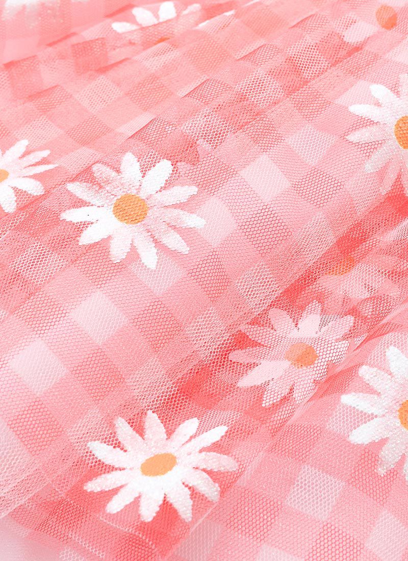 韓國 OZKIZ - 小白花格子紗短裙