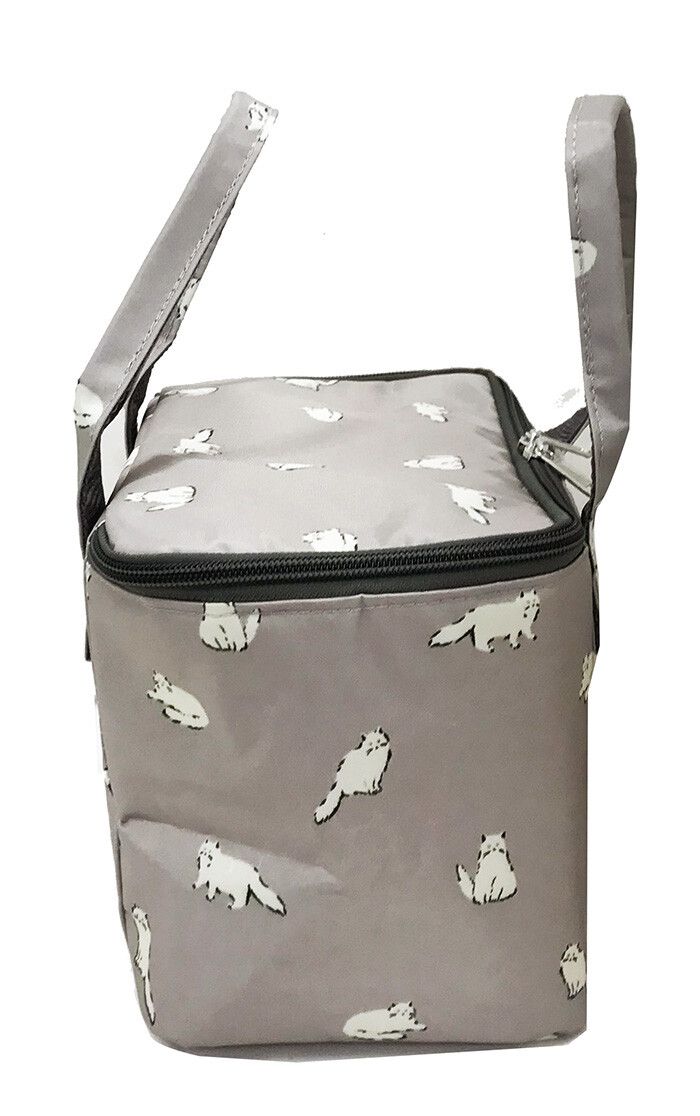 日本 Chepeli - 印花保溫保冷方形手提便當袋-小刺蝟-開心果綠 (15x25x13.5cm)