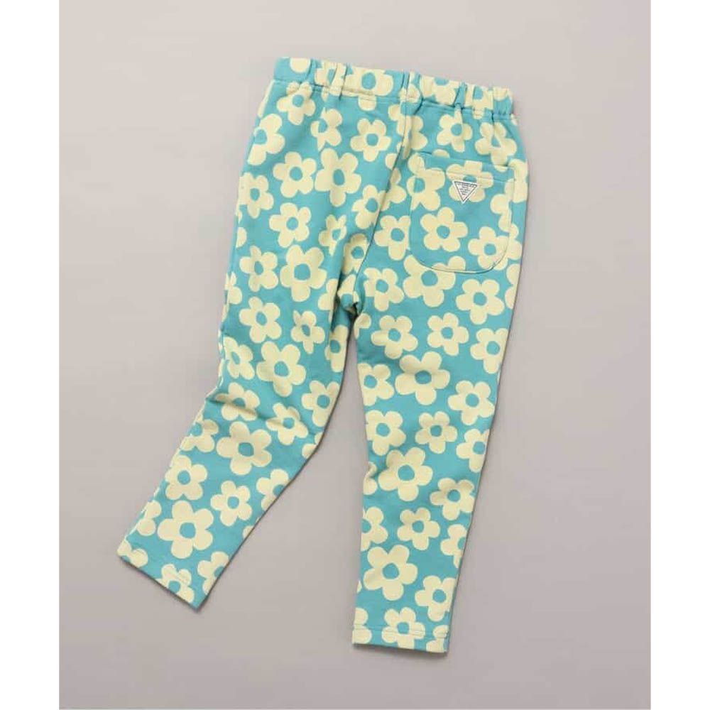 DAISUKI 百搭鬆緊彈性九分褲-花朵-寶石綠