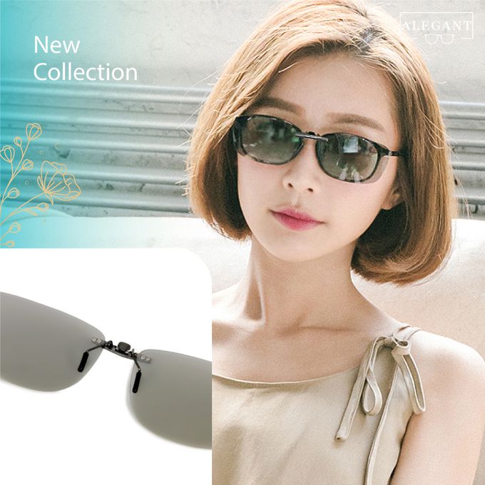 ALEGANT - 冰島灰鋁鎂合金夾式結構寶麗來偏光太陽眼鏡│UV400墨鏡車用夾片│外掛夾式鏡片│近視可戴外掛寶麗來墨鏡