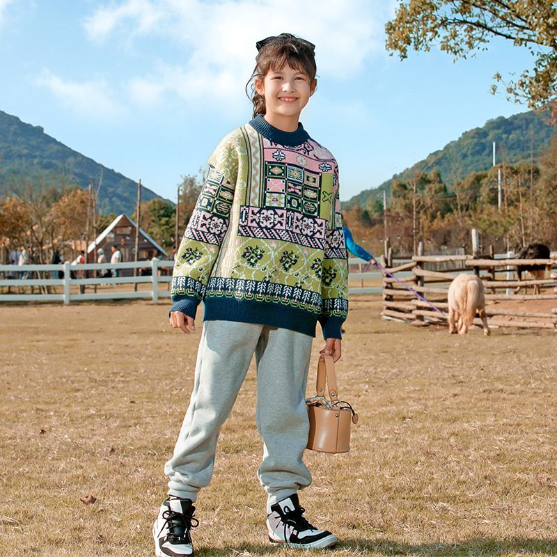 北歐風圖騰針織毛衣-綠色