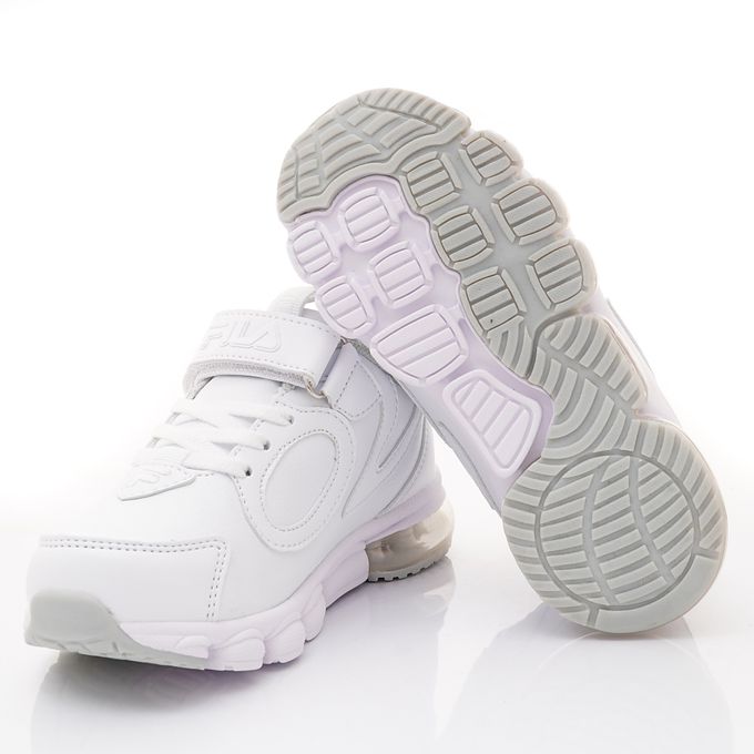 FILA - 純白氣墊慢跑運動鞋-3-J443X-111白(中大童段)-運動鞋-白