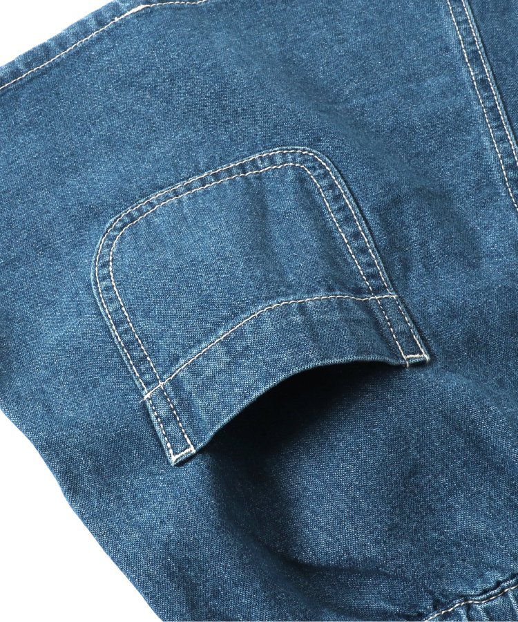 日本 BREEZE - 多口袋厚磅吊帶A字牛仔裙-海軍藍