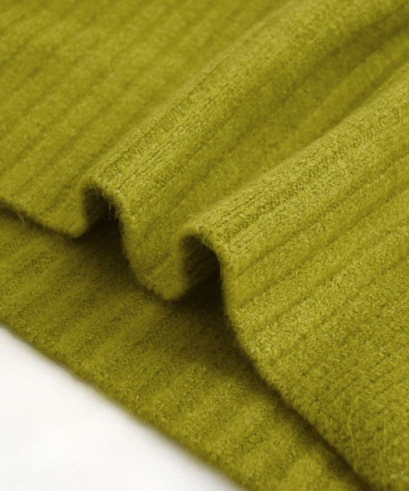 日本 zootie - 坑條寬高領針織毛衣-開心果綠