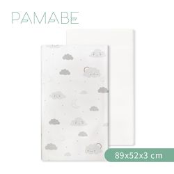 PAMABE - 多功能薄墊-微笑雲朵(雙面鳥眼布)-89x52x3cm(適用於奇哥 Joie kubbie™ sleep)