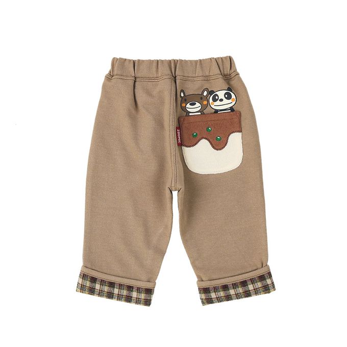 日本 ZOOLAND - 柔軟舒適格紋七分褲-蛋包飯口袋-海軍藍