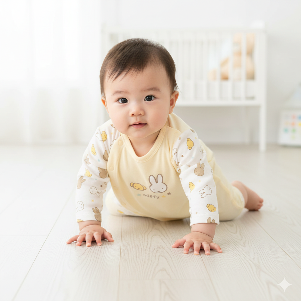 長袖連身衣-米飛兔-米白色 (50~60cm)