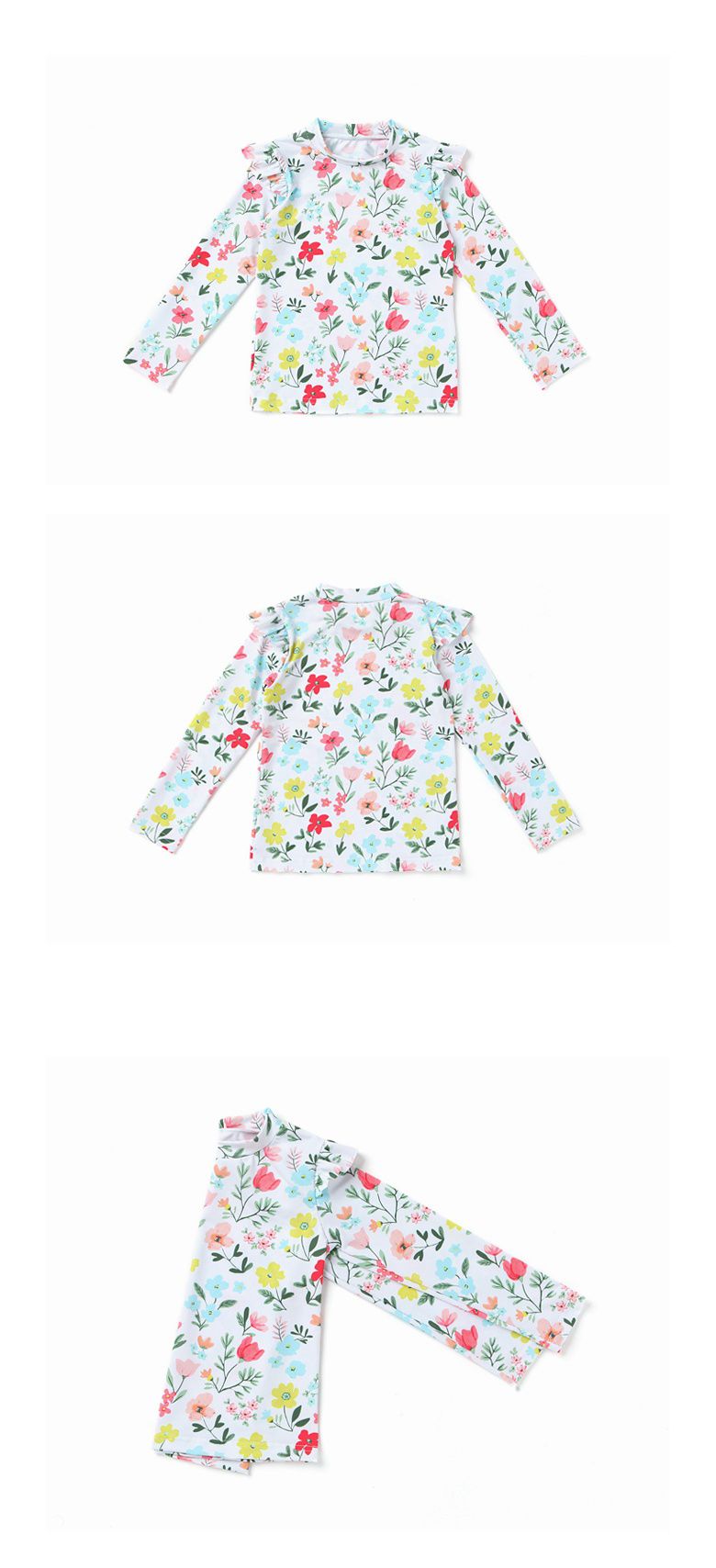 韓國 OZKIZ - 抗UV防曬兒童泳裝上衣-繁花花園