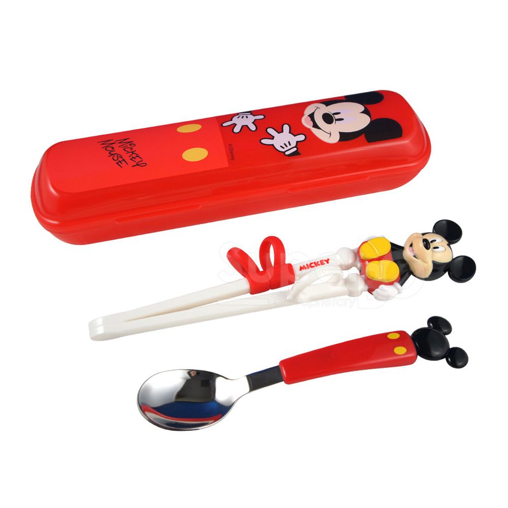 Disney 迪士尼 - 3D學習筷湯匙組-米奇(附盒)