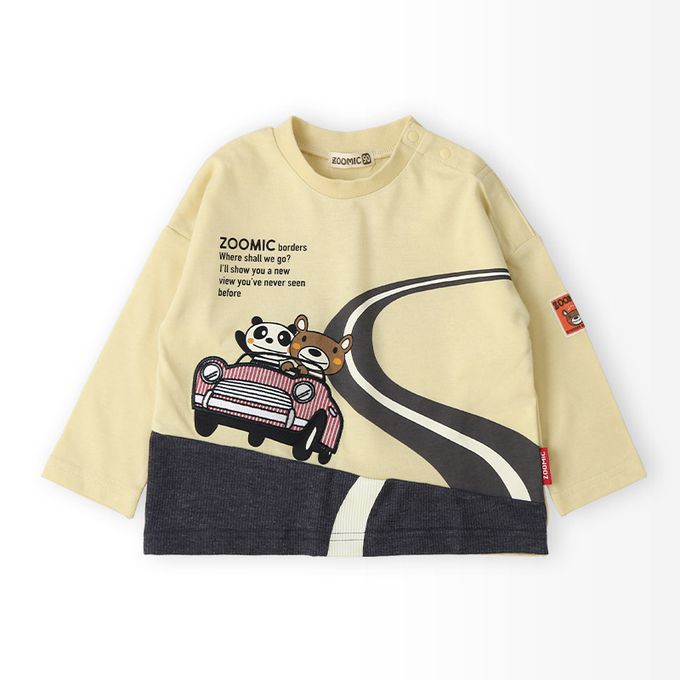 日本 ZOOLAND - 春季出遊印花長袖上衣-熊熊兜風-薄荷綠