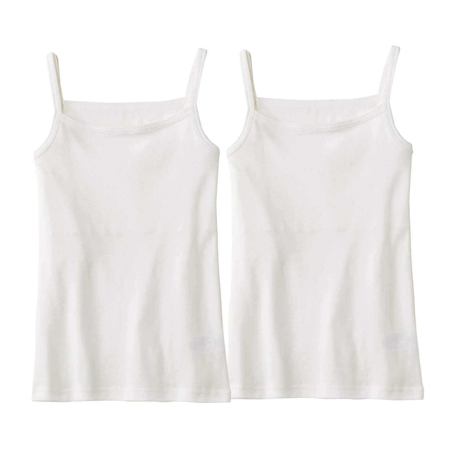 日本 Hummingchouchou - 100%棉 雙層布少女內搭/小可愛2件組-細肩帶款-薄荷綠