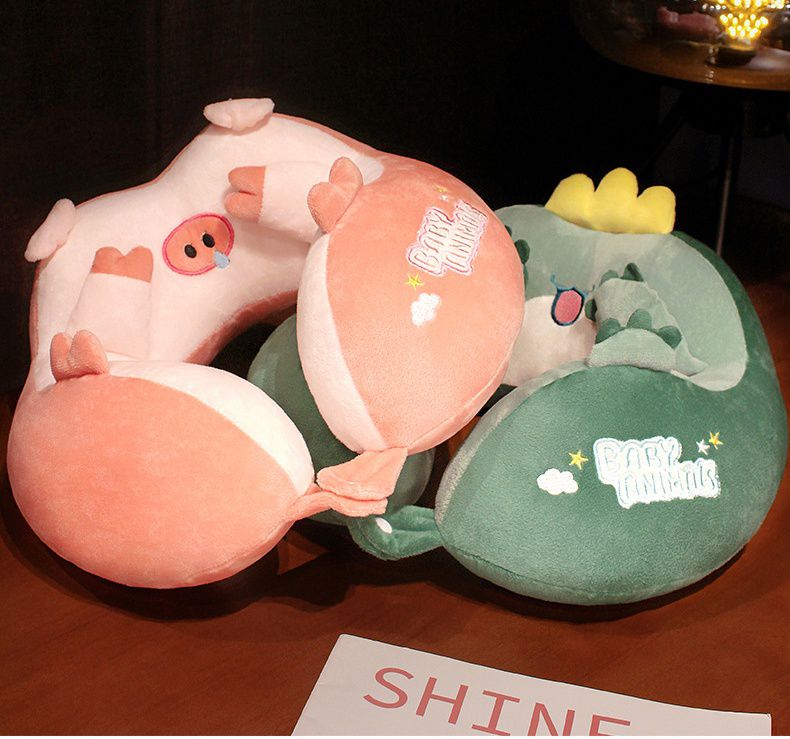 捂臉動物立體造型駝峰頸枕-熊熊-咖啡色 (30x30cm)