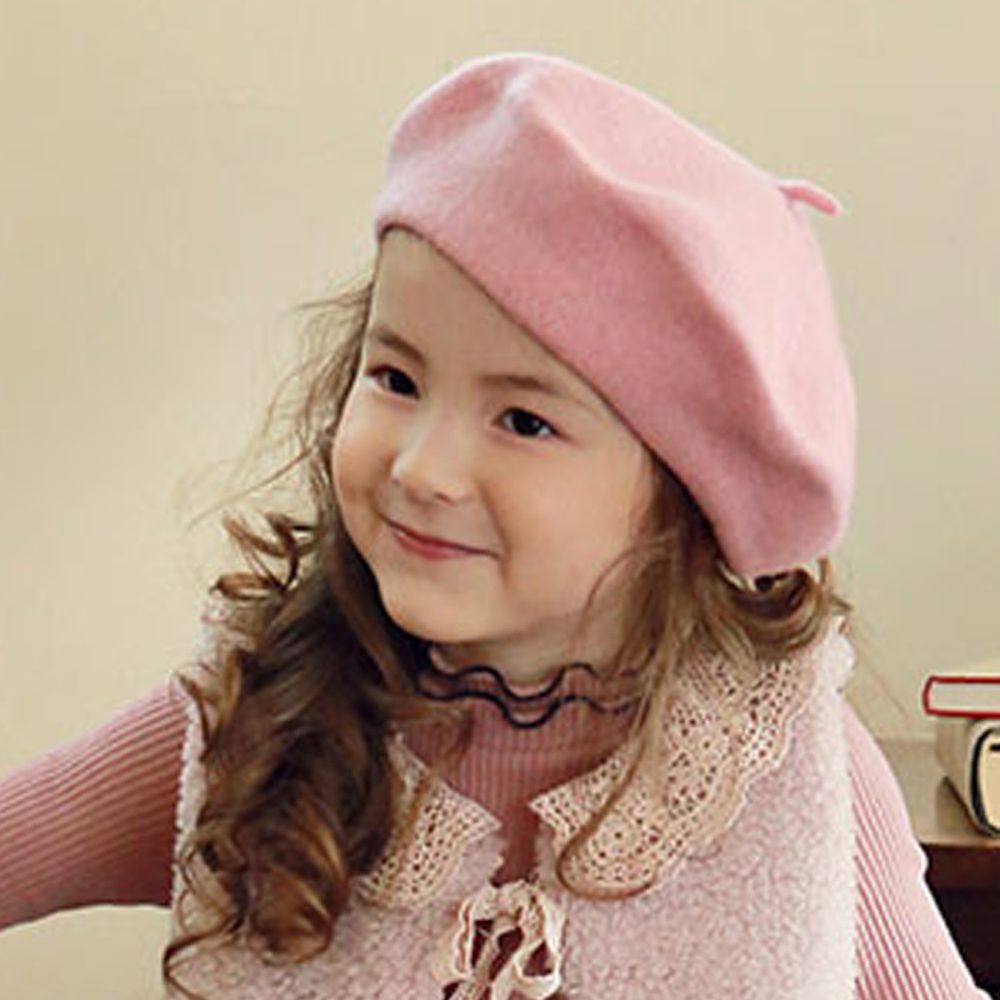 韓國 PuellaFLO - 素色貝蕾帽-粉紅