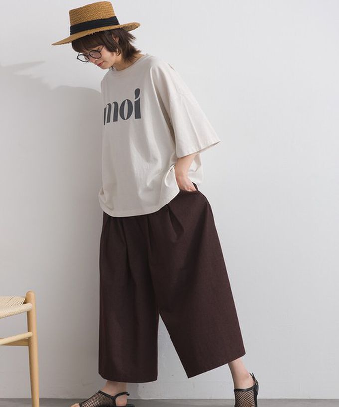 日本 Lupilien - 純棉復古刷色簡約落肩五分袖上衣-象牙白