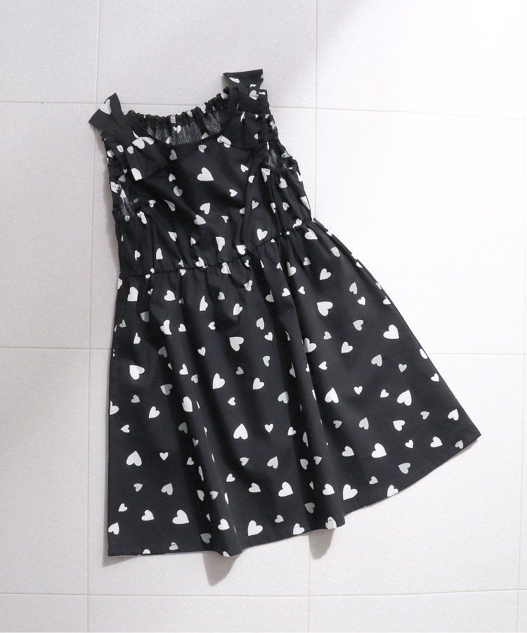 日本 apres les cours - 肩蝴蝶結浪漫印花無袖A字洋裝-向日葵-水藍