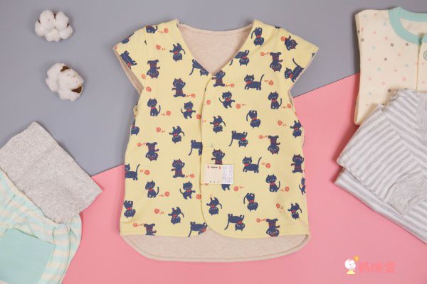 JoyNa - 純棉兒童保暖馬甲背心-米黃色