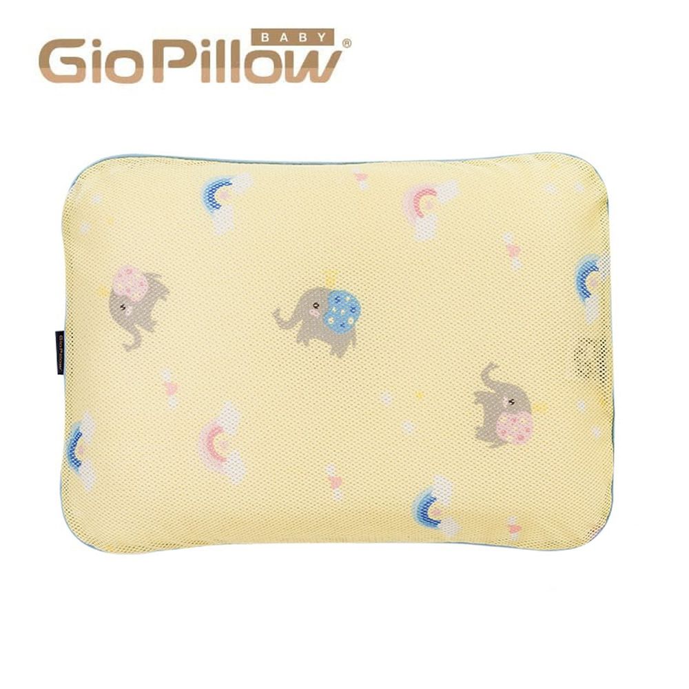 韓國 GIO Pillow - 超透氣護頭型嬰兒枕/防蟎枕-單枕套組-派對小象 (L號)