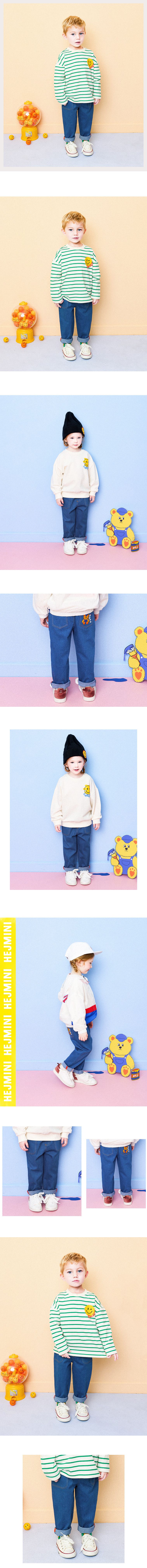 韓國 HEJMINI - 淘氣貝尼口袋丹寧褲-藍