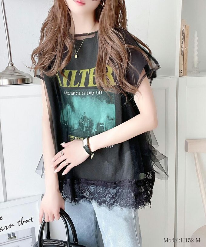 日本 Classical Elf - 前後6way復古酷感T恤+蕾絲薄紗-(2件組)-A美國鷹