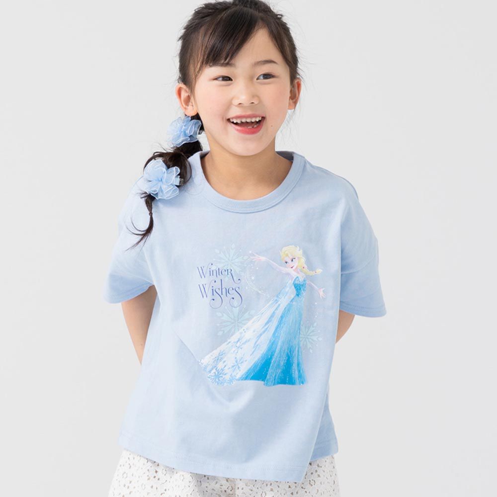 日本 Chil2 - 迪士尼聯名 純棉短袖上衣-冰雪艾莎-藍