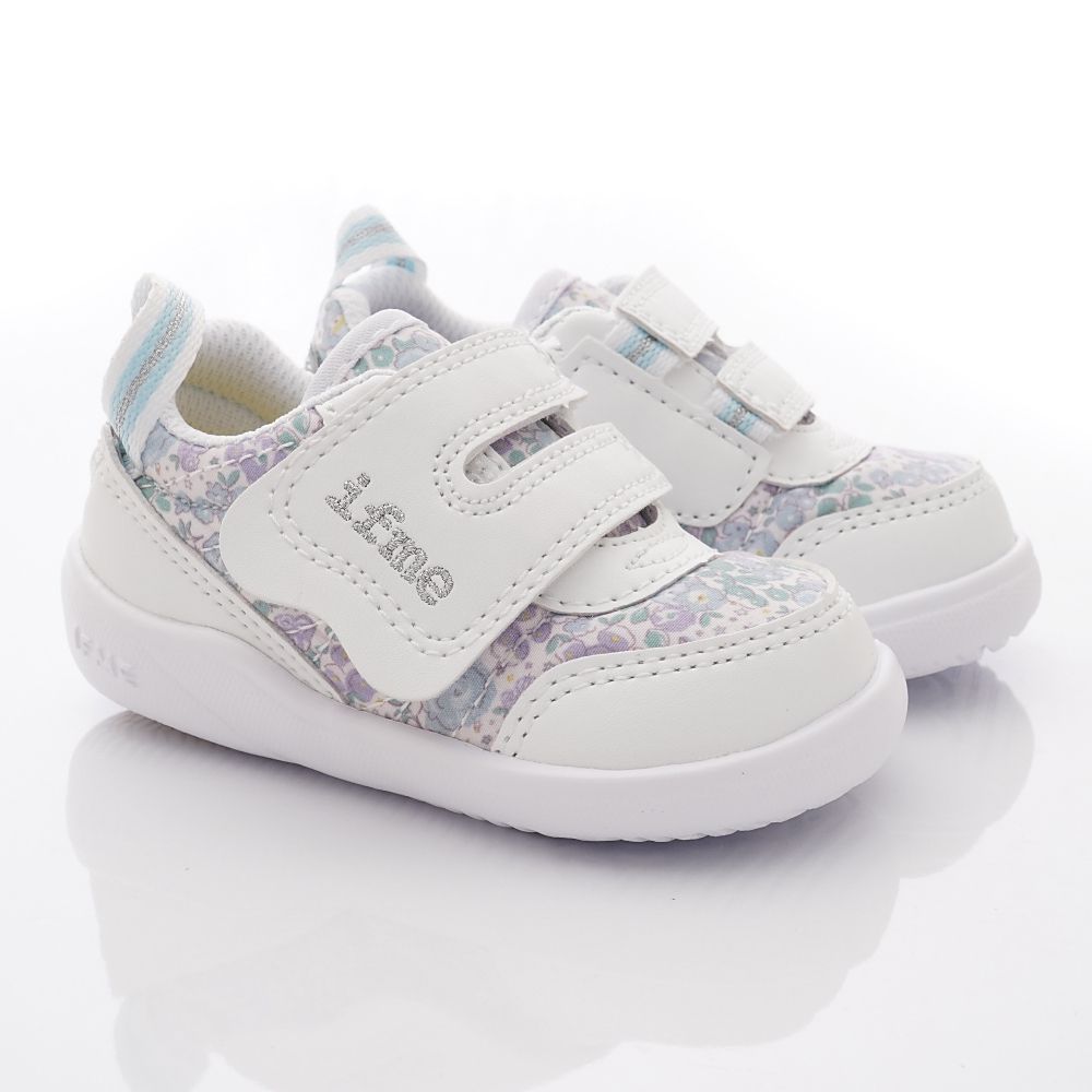 日本IFME - 機能學步鞋-Light碎花機能學步款(寶寶段)-白