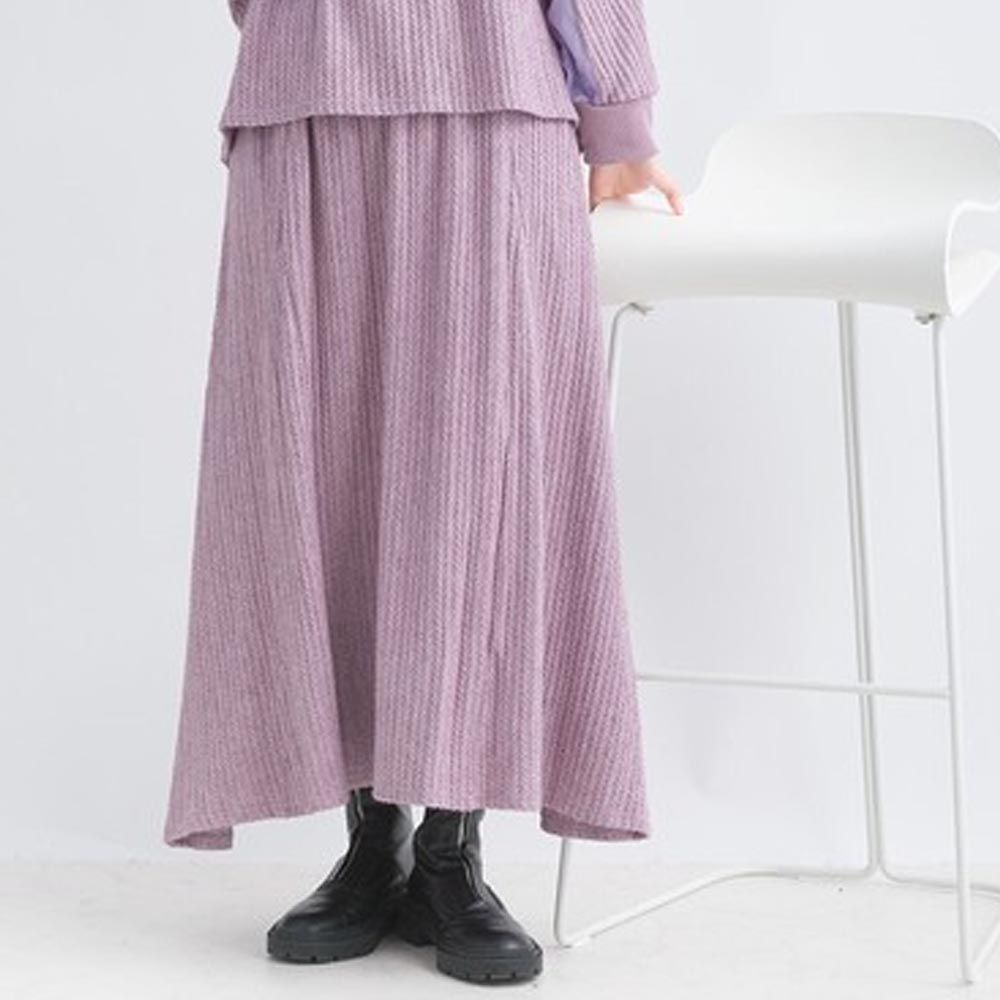 日本女裝代購 - 溫柔麻花針織不規則長裙-薰衣草