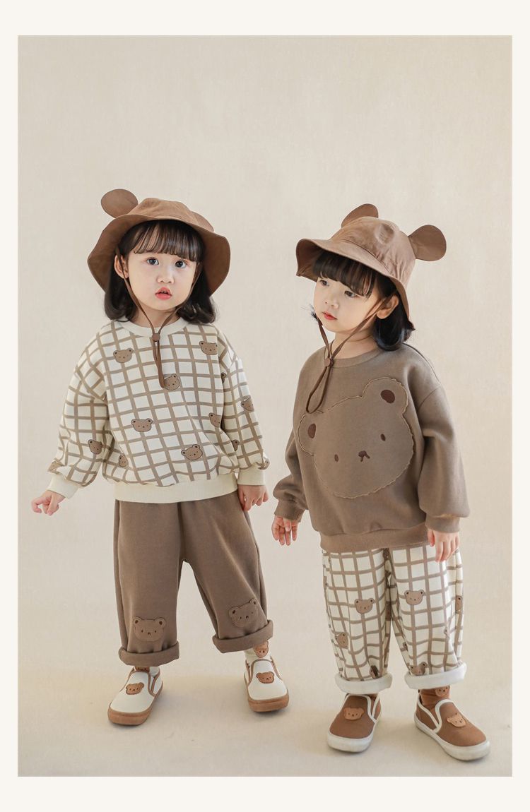 童趣造型吊帶長褲-熊熊小口袋-米白色