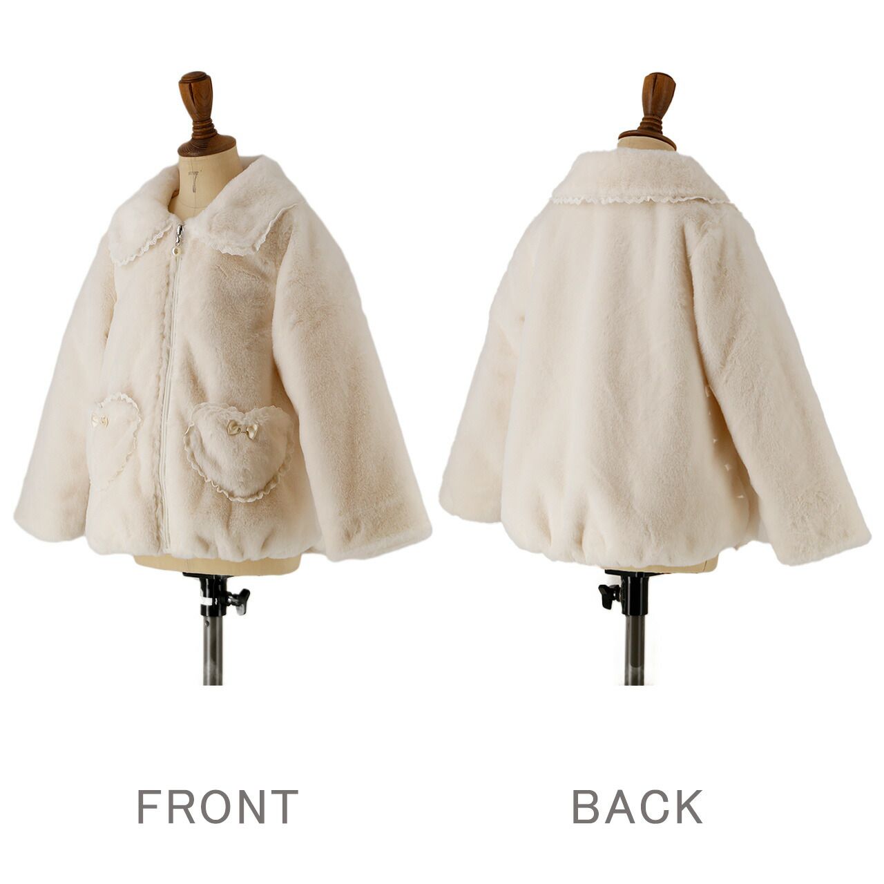 日本 Catherine Cottage - 甜美公主愛心口袋翻領外套-蕾絲滾邊-優雅粉