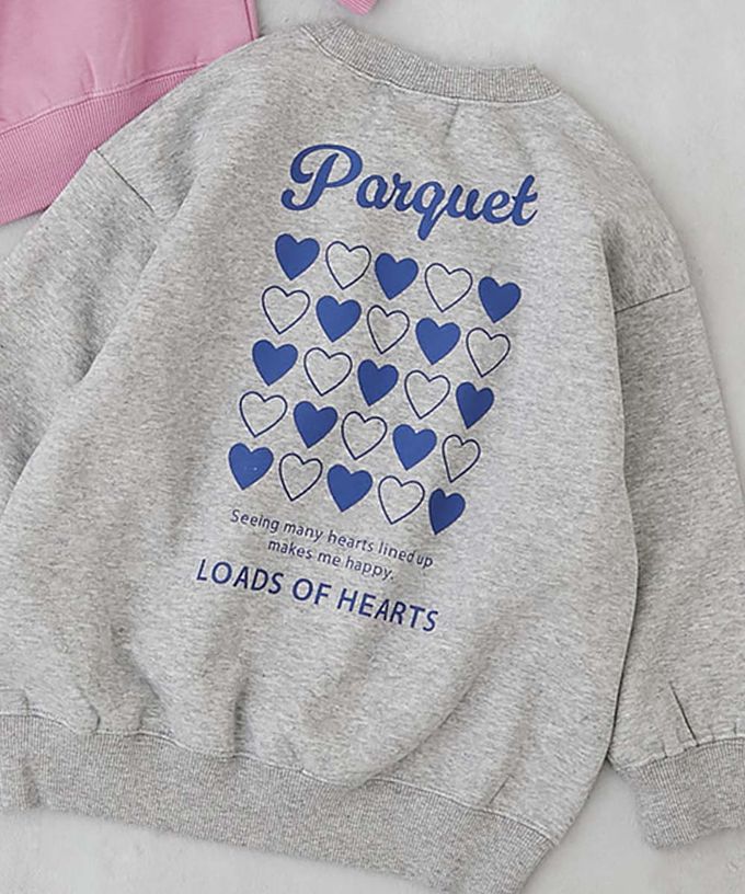 日本 devirock - 熱銷定番 裏起毛女孩印花大學長袖上衣-LOVE-酒紅