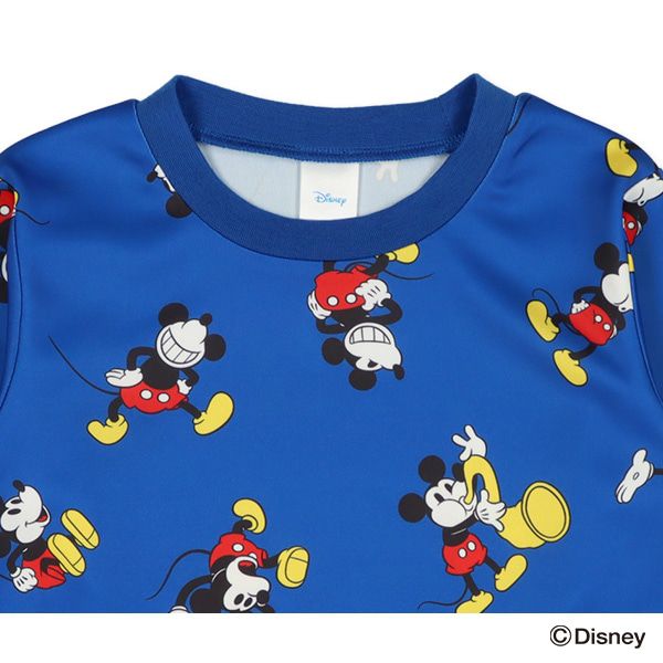 日本西松屋 - 迪士尼 圓領印花長袖上衣-復古米奇-深藍