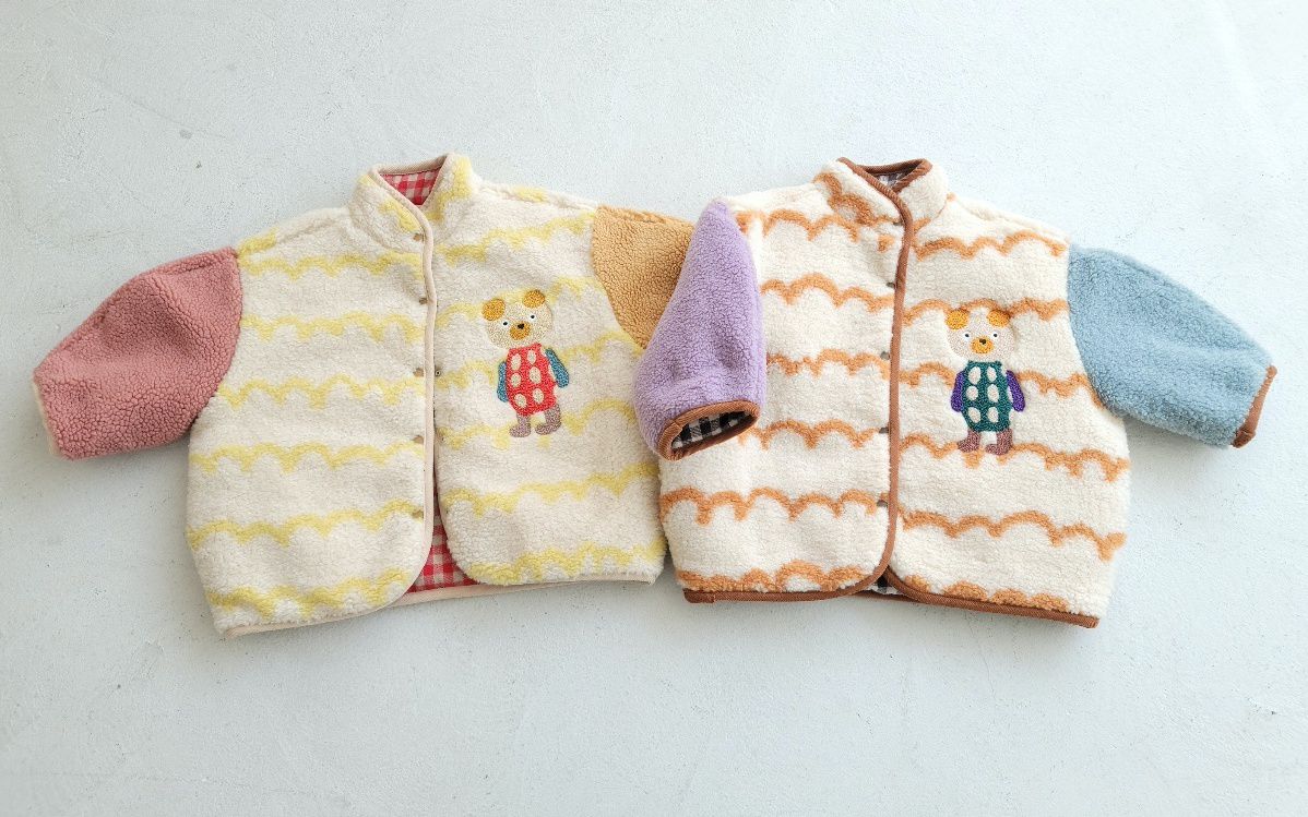 韓國 Mimico - 雙面可穿搖粒絨外套-黃／紅格子