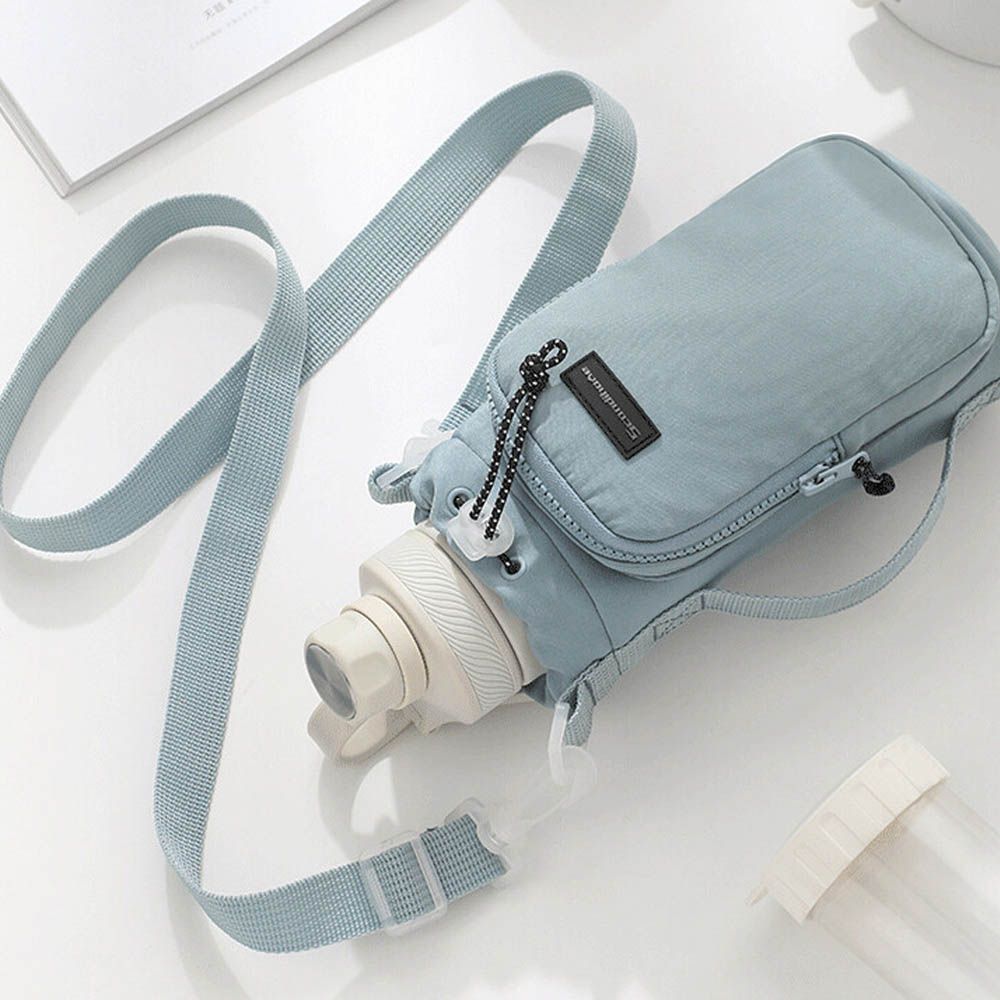 防潑水 手機水壺收納隨身側背小包-煙燻藍