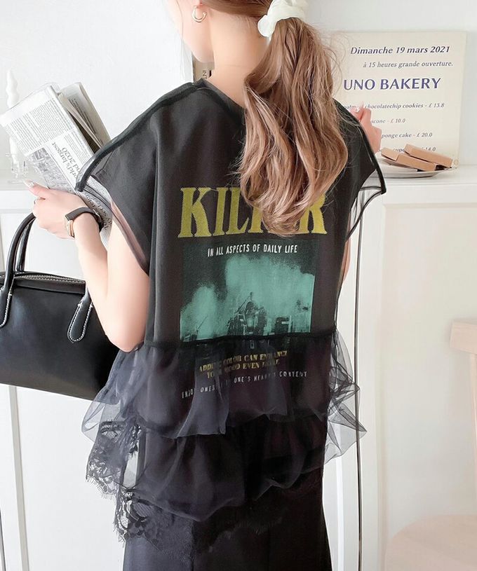 日本 Classical Elf - 前後6way復古酷感T恤+蕾絲薄紗-(2件組)-A美國鷹