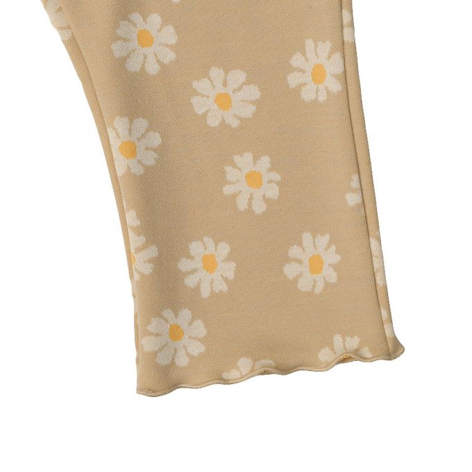 akachan honpo - 10分褲-小花圖案緹花-淺卡其色